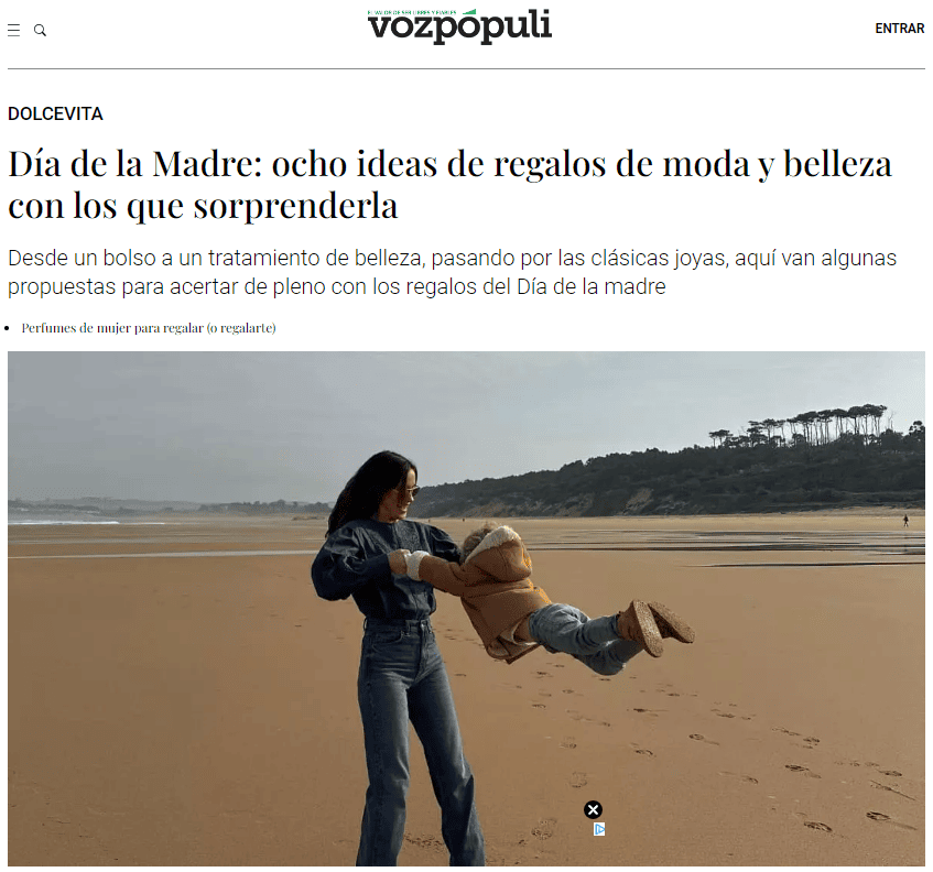 Artículo VozPópuli sobre el Día de la Madre: regalos de moda y belleza con los que sorprenderla