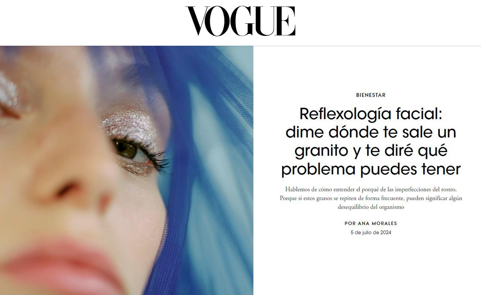 Artículo sobre Reflexología facial: dime dónde te sale un granito y te diré qué problema puedes tener