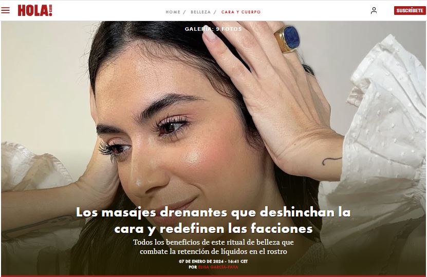 Artículo Hola! sobre Masaje facial drenante