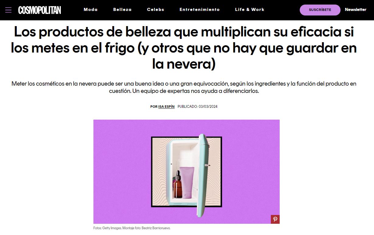 Artículo sobre los productos de belleza que multiplican su eficacia si los metes en el frigo