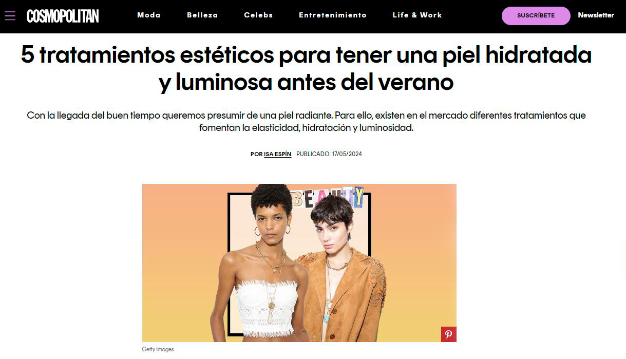 Artículo Cosmopolitan sobre Tratamiento contorno de ojos